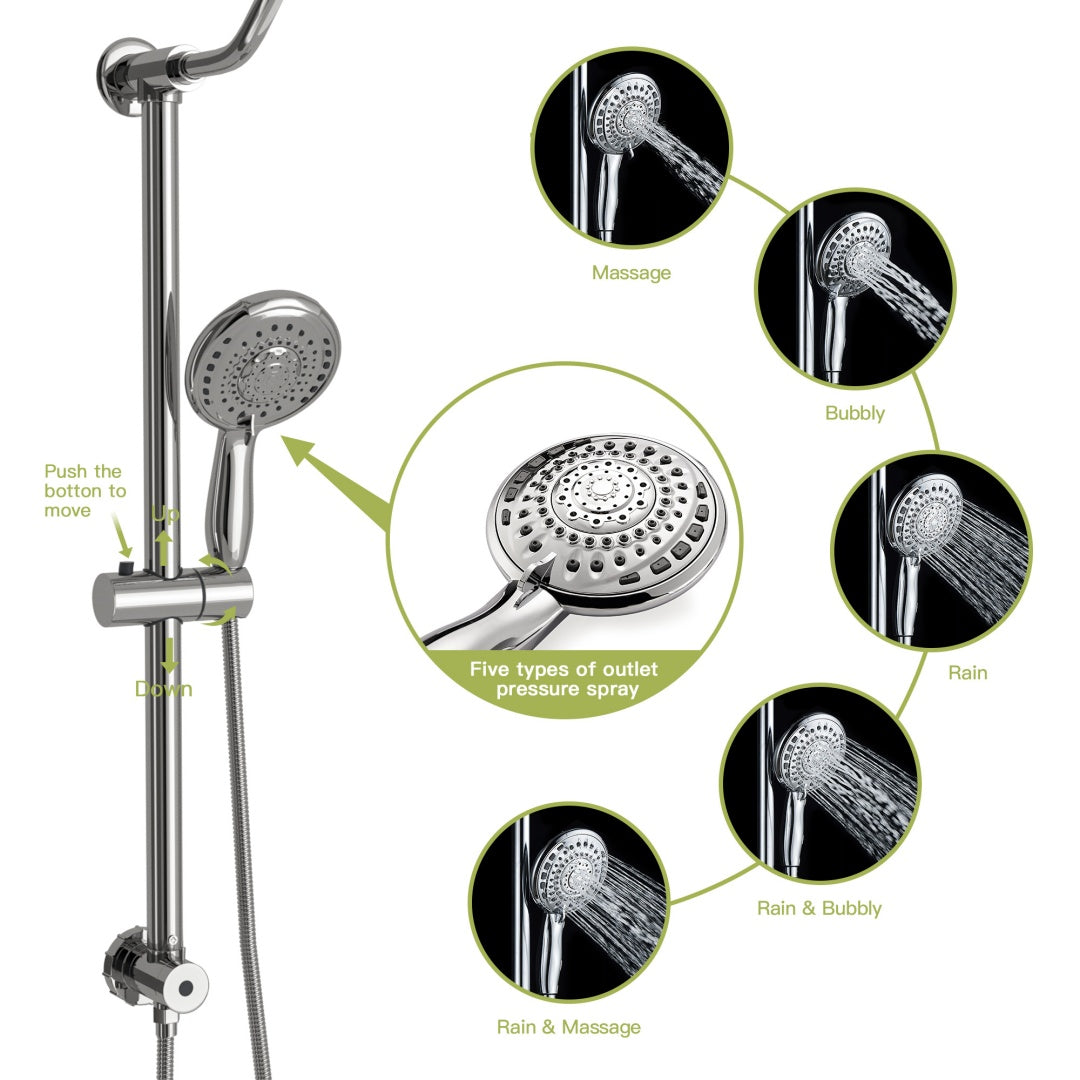 10-Inch Round Shower Set with Hand Shower - Chrome Dual Heads