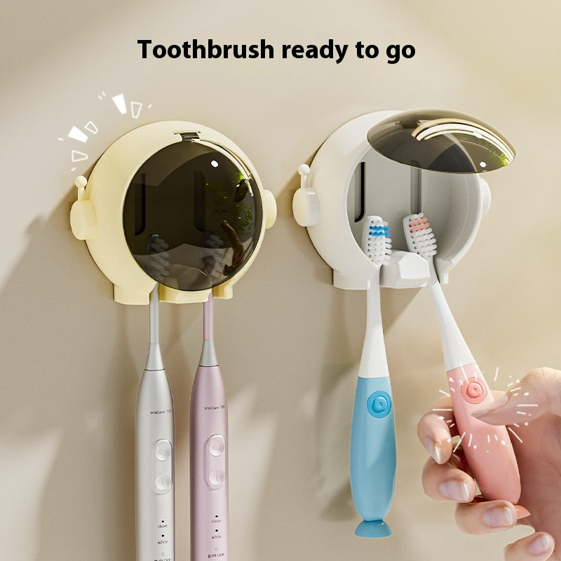 Bathroom Wall-Mounted Toothbrush Holder Punch-Free Space-Saving Storage
