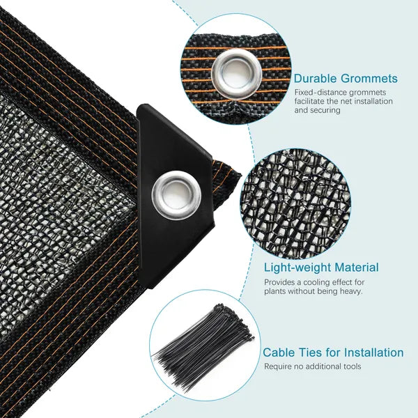 10ft x 12ft Black Sunshade Net for Patio and Balcony Protection