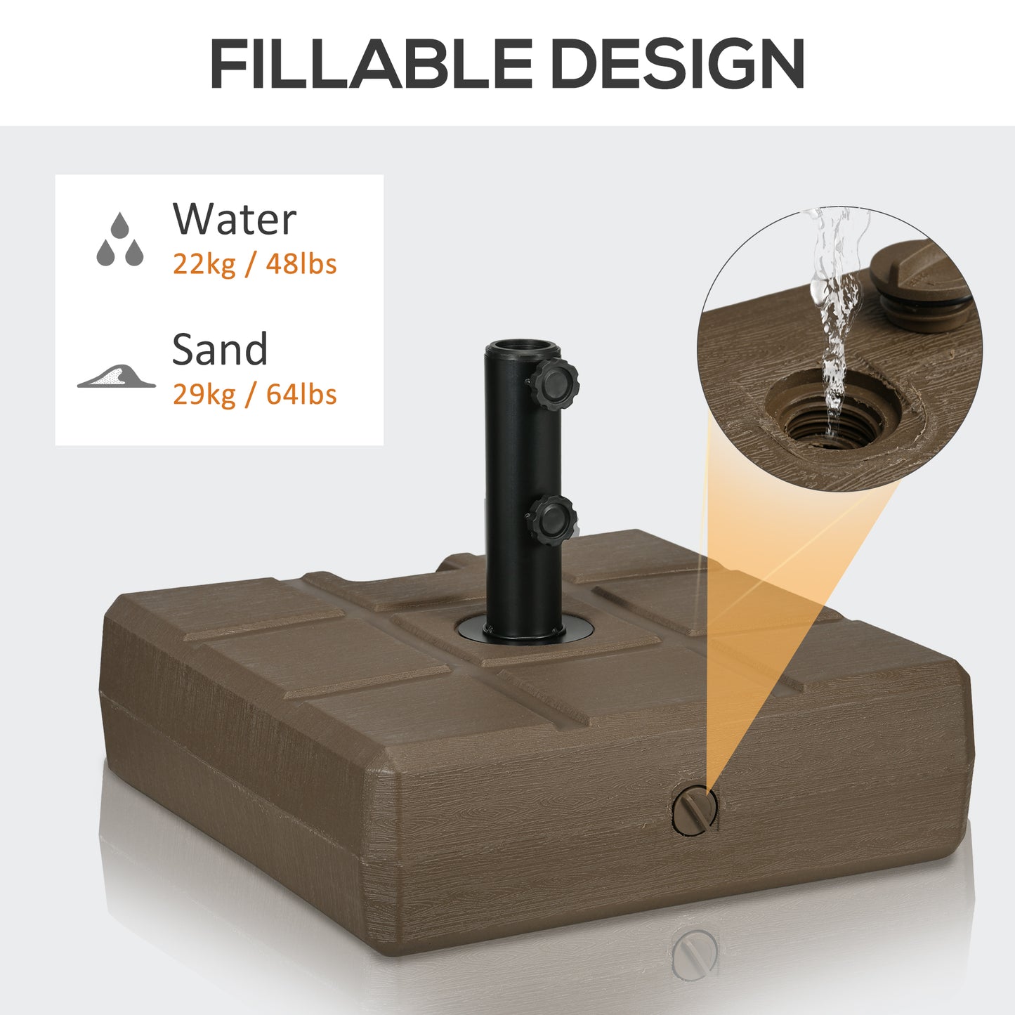 Fillable Umbrella Stand for 1.5" & 1.9" Poles - Brown
