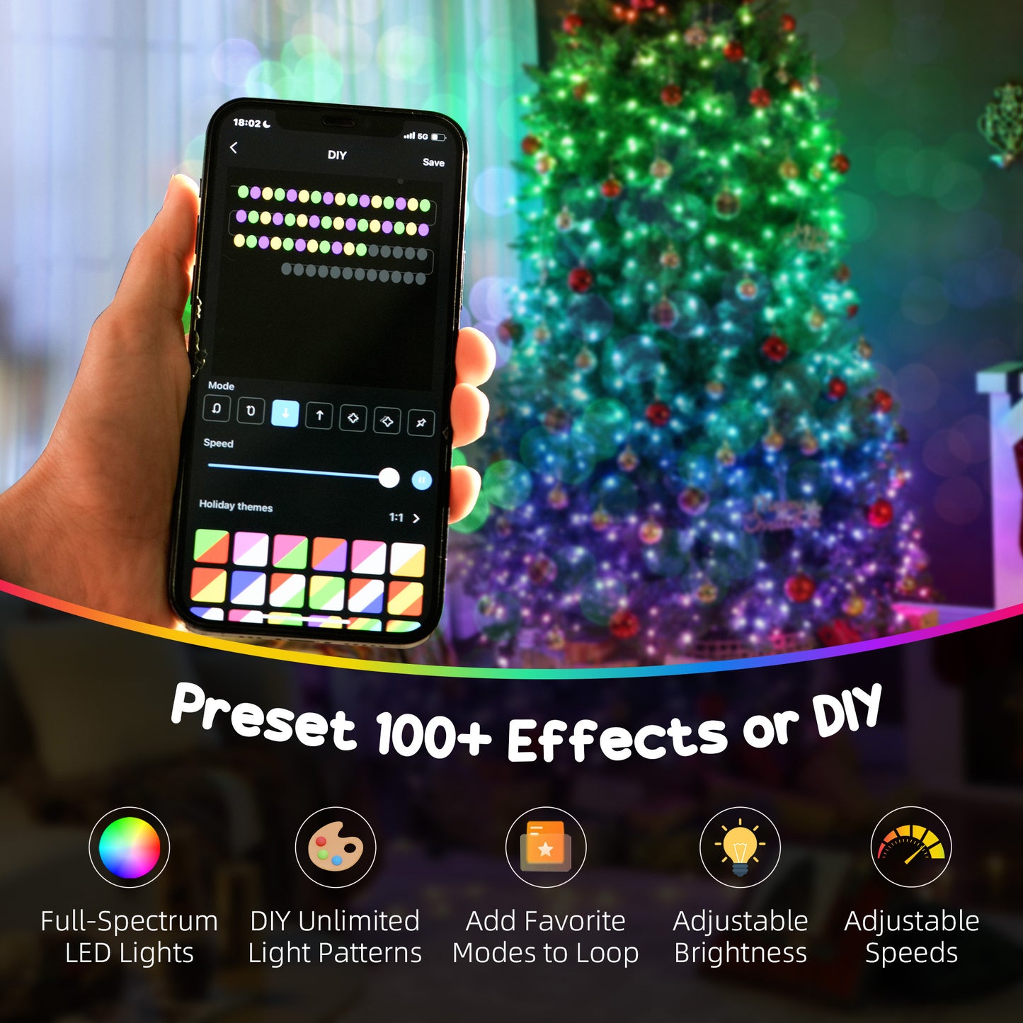 6ft Prelit Christmas Tree with Smart App Control & Full Spectrum LEDs