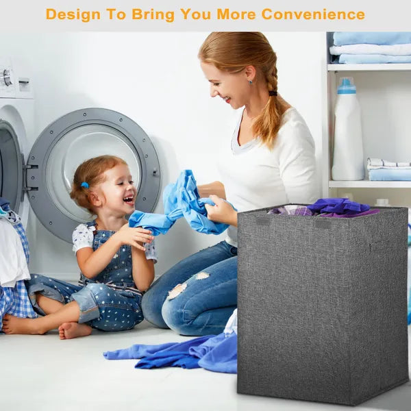 Foldable Laundry Hampers Washing Clothes Basket With Lid Handles