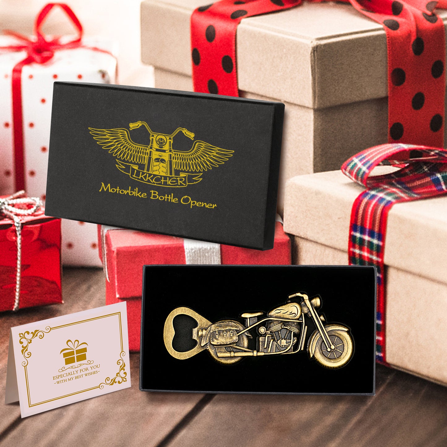 Motorcycle Beer Bottle Opener in Gift Box - Retro Bar Tool