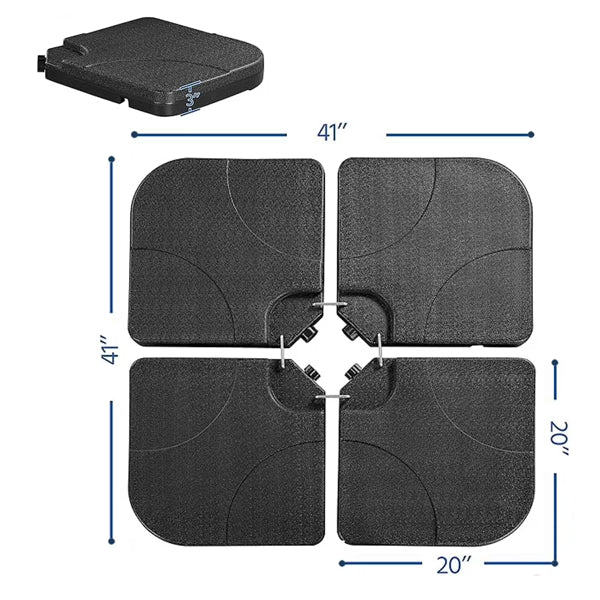 Outdoor Cantilever Umbrella Base 130 Lbs Water & Sand Fillable Square Stand Set