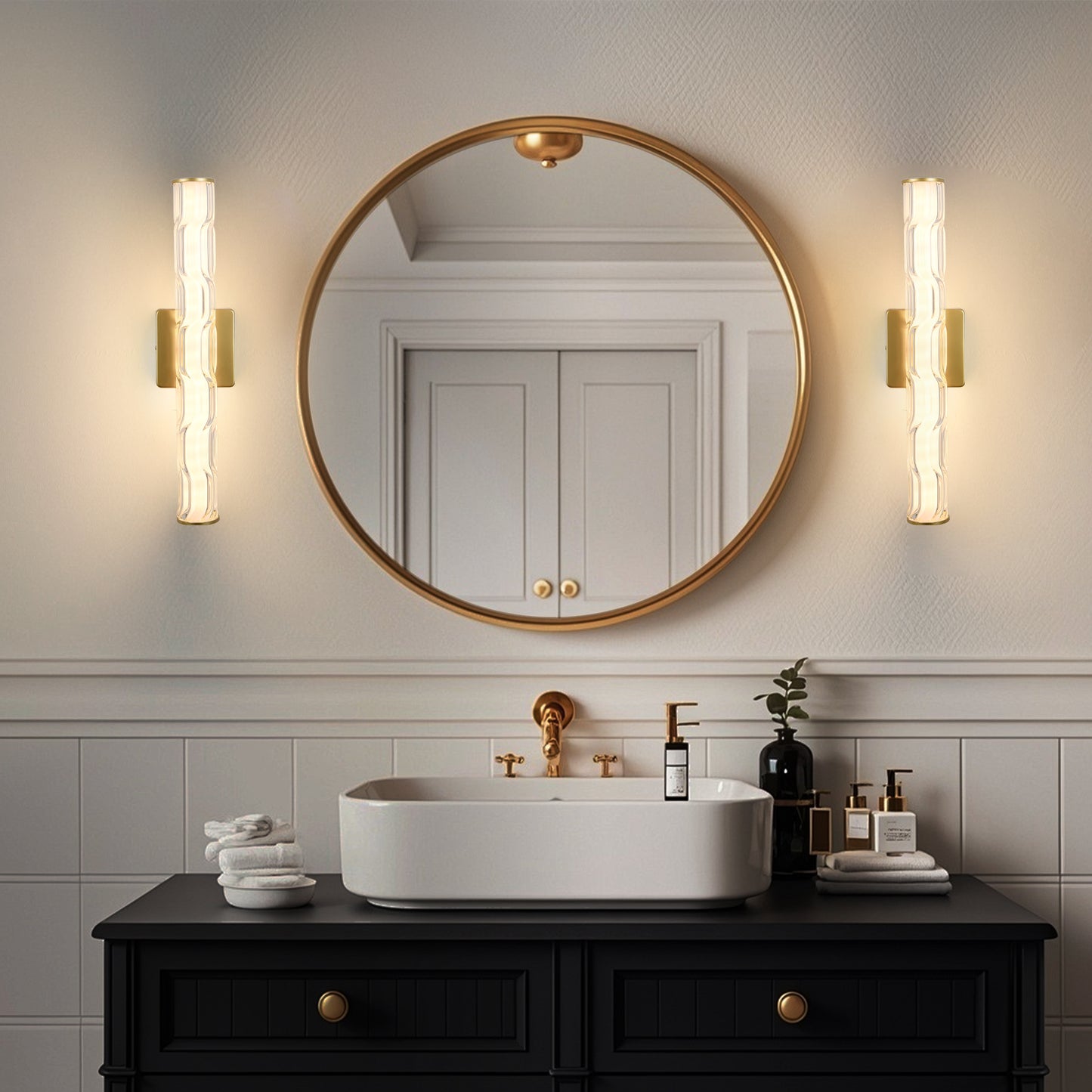 Modern K9 Crystal Wall Sconce - 19.7in Gold Set of 2