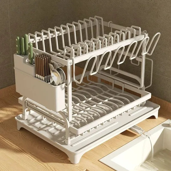 Large Capacity Kitchen Dish Drying Rack with Drain Board