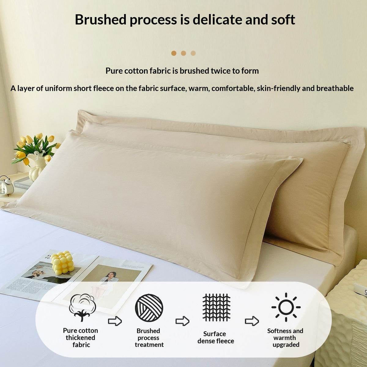 Double Cotton Pillowcase Cover Set - Modern Minimalist Home Decor