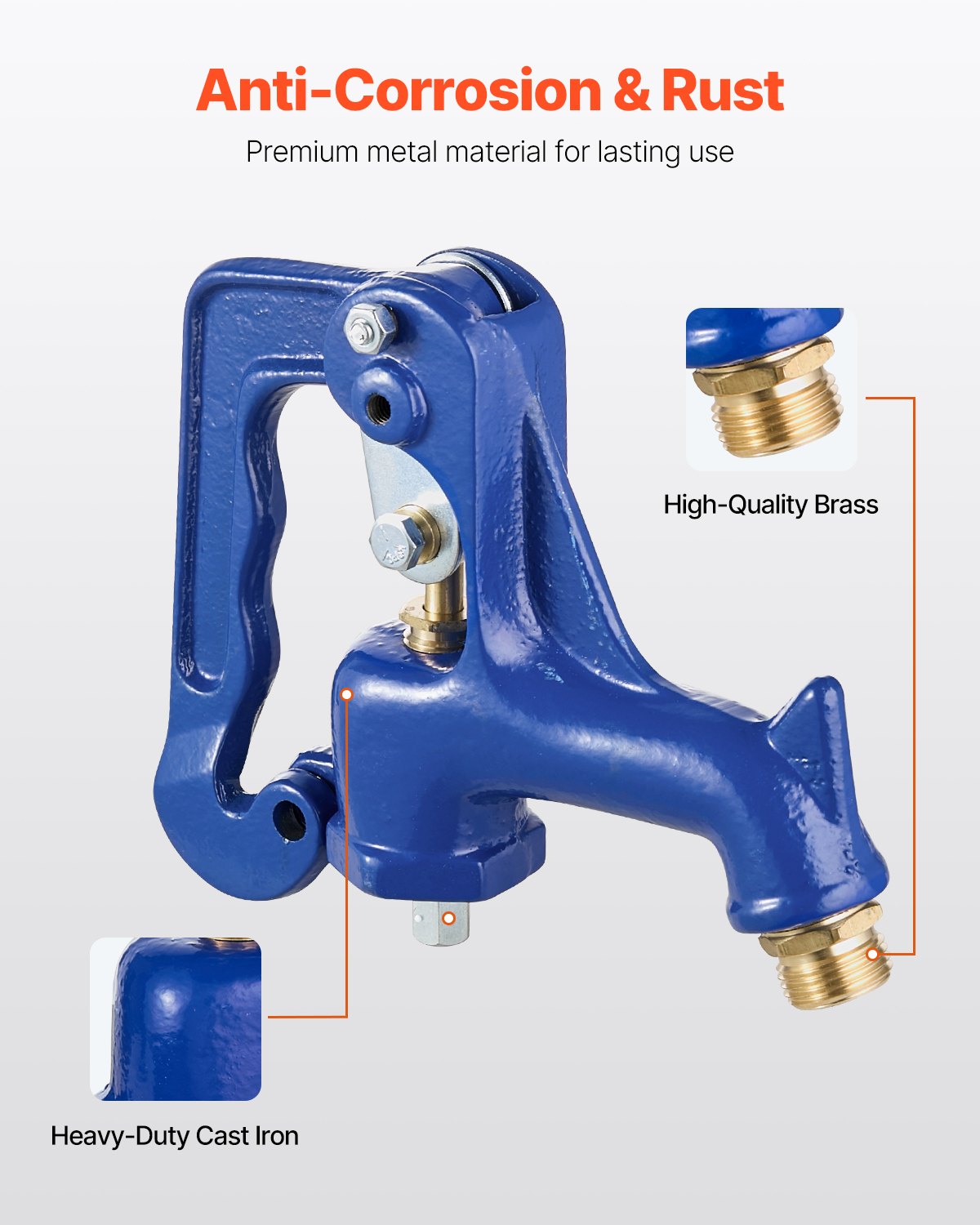Frost Free Outdoor Faucet - Freeze Proof Yard Hydrant with Adjustable Flow, Heavy-Duty Cast Iron & Brass