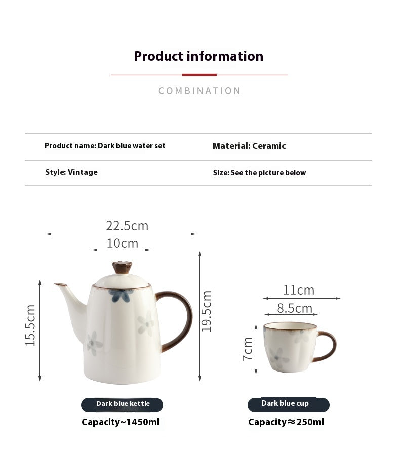 Ceramic Water Cup and Kettle Set - Hand-Painted Drinkware for Home & Kitchen