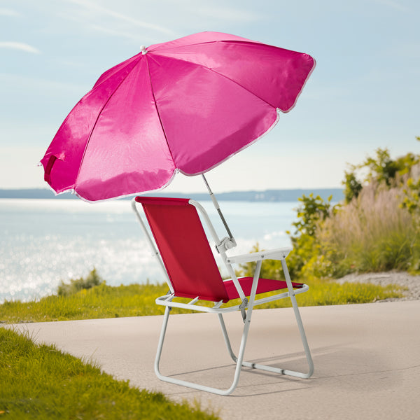 Folding Beach Chair with Umbrella - Lightweight, Portable, 265lbs Capacity