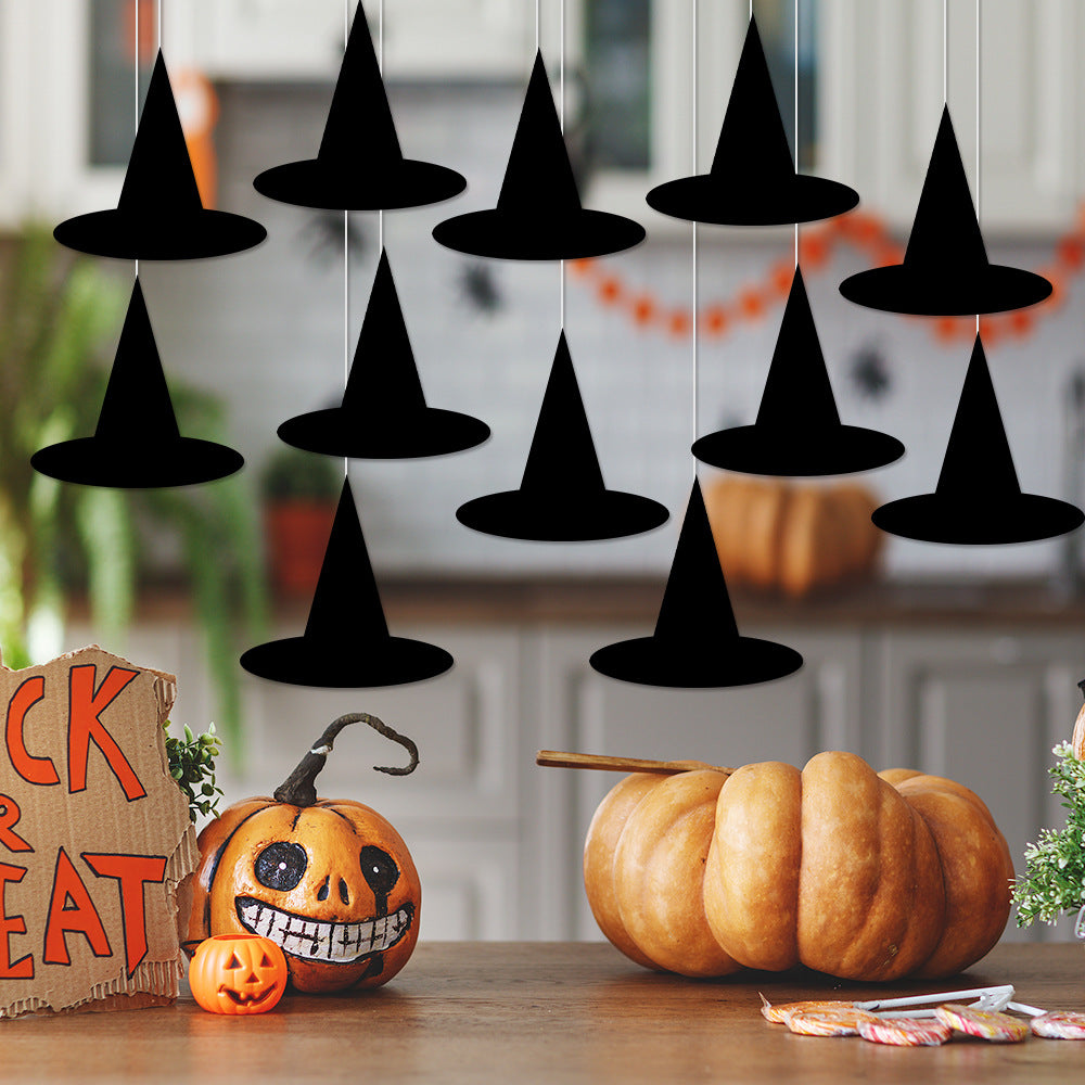 Halloween Horror Atmosphere Hat Decor - 12PCS Paper Ornaments