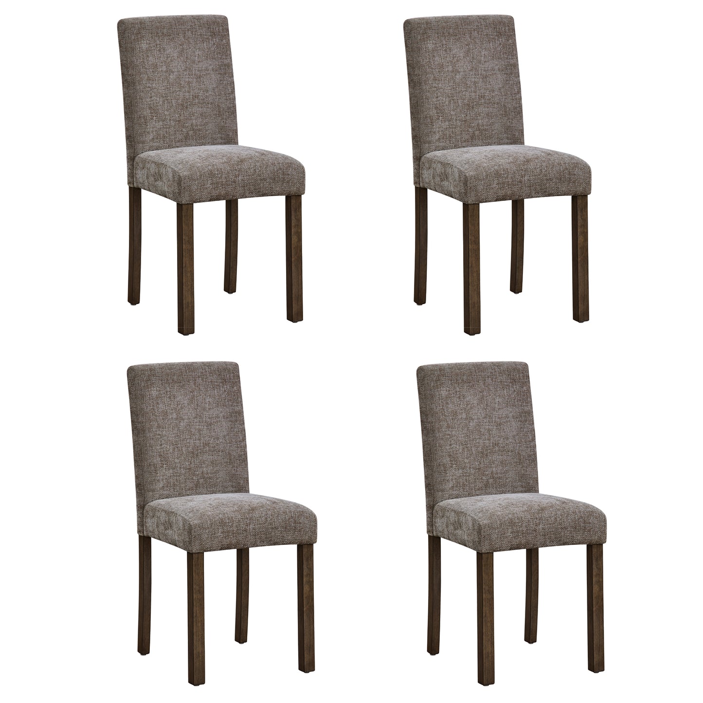 Wooden Dining Chairs Set of 4 with Padded Seat - Walnut