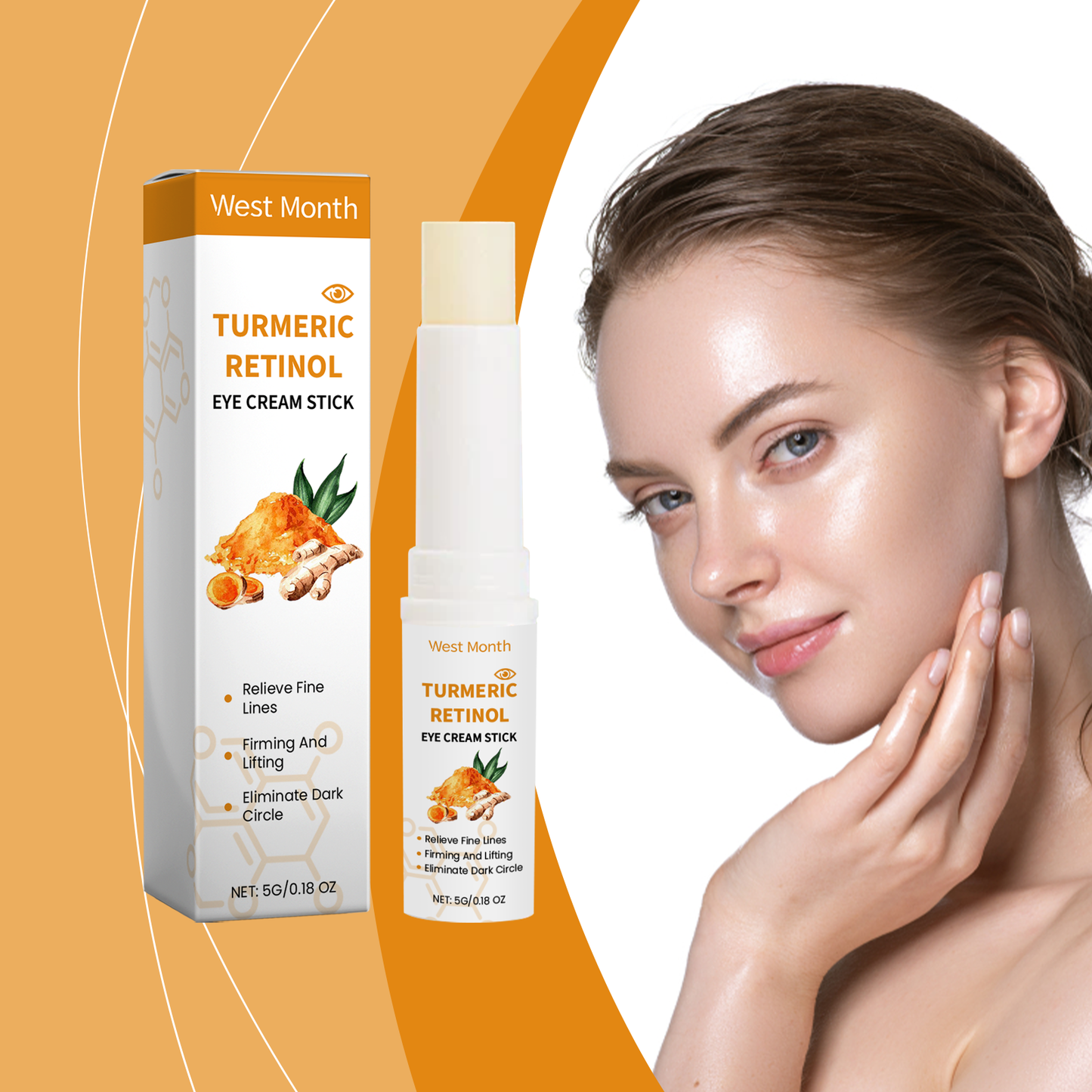 Turmeric & Retinol Eye Cream Stick - Firming & Brightening Under Eye Balm