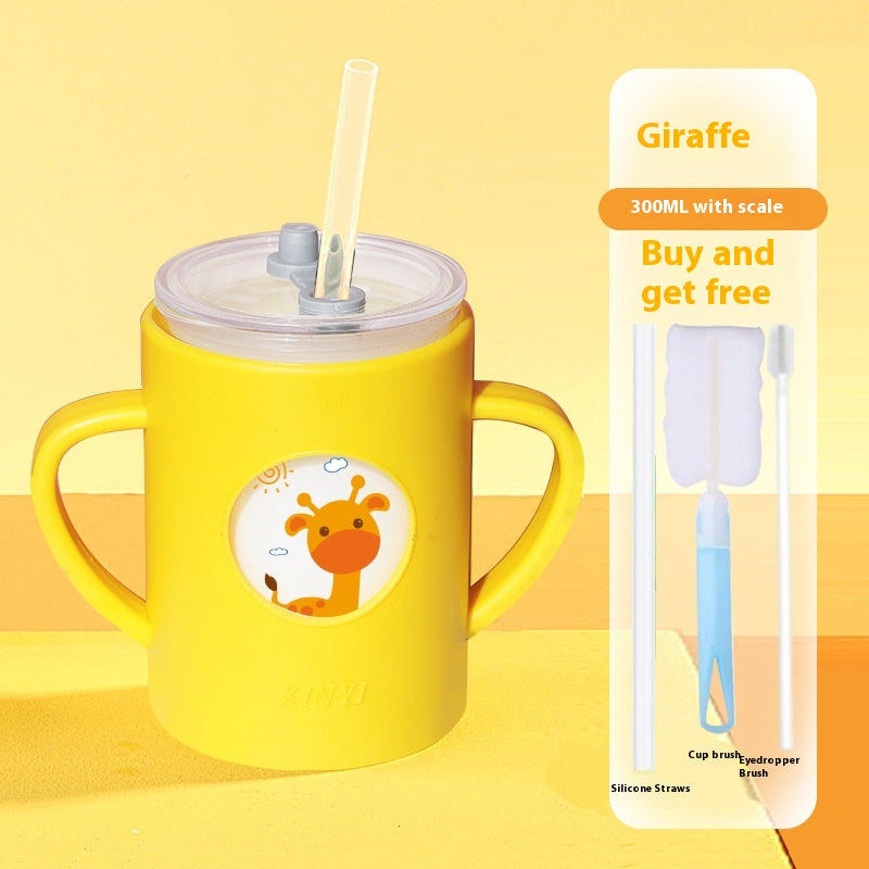 Kids Milk Cup with Scale and Double Handles - Baby Drinking Cup