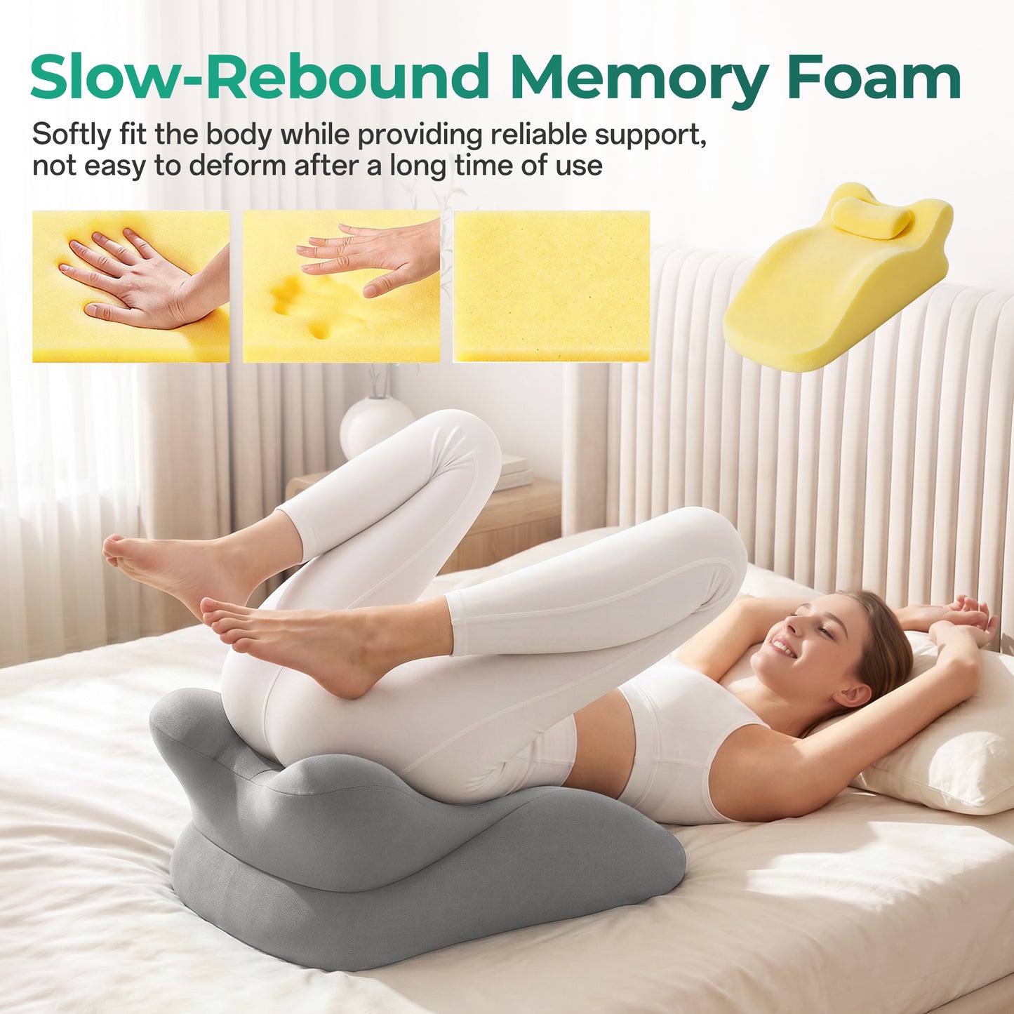 Ergonomic Memory Foam Support Pillow for Couples - Grey