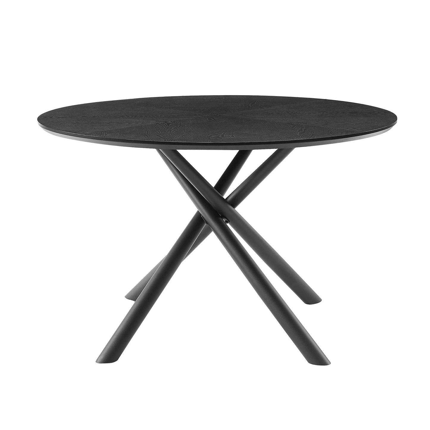 53.14'' Round MDF Coffee Table with Cross Legs - Black