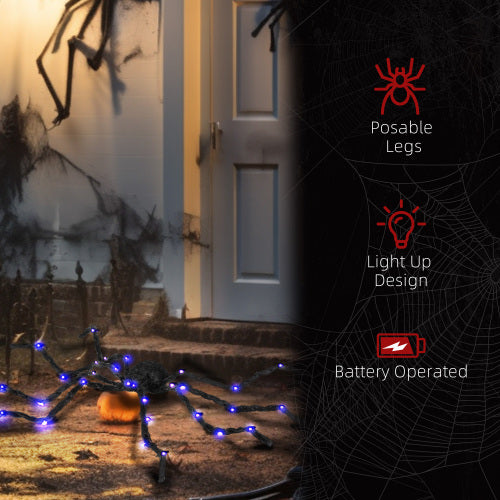 Light-Up Oversized Spider Halloween Decoration - Bendable Legs