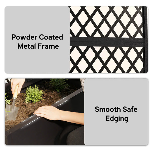 Metal Plant Stand with Trellis - 35.4" W x 70.9" H - Black