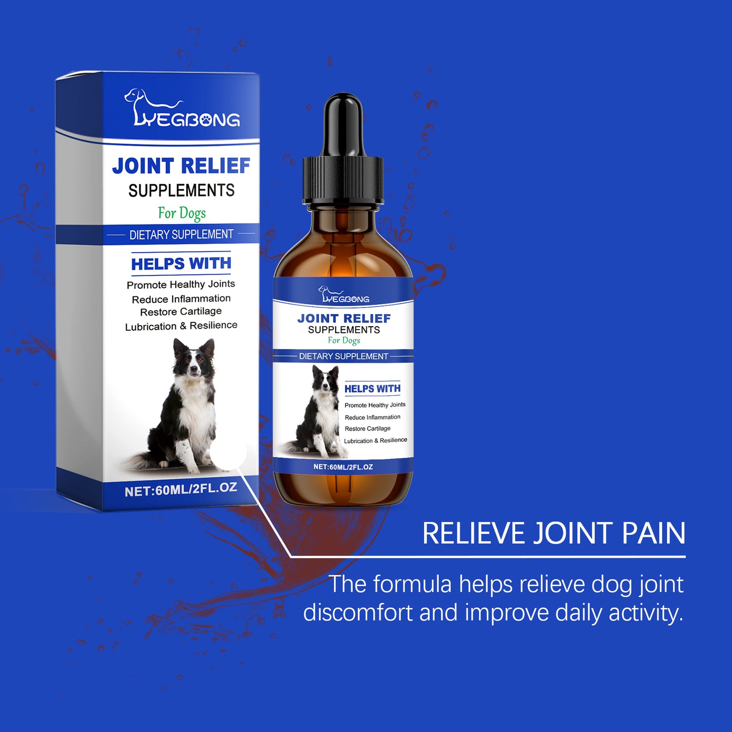 Dog Hip & Joint Support Liquid Supplement - Relieves Pain & Inflammation, 60ml