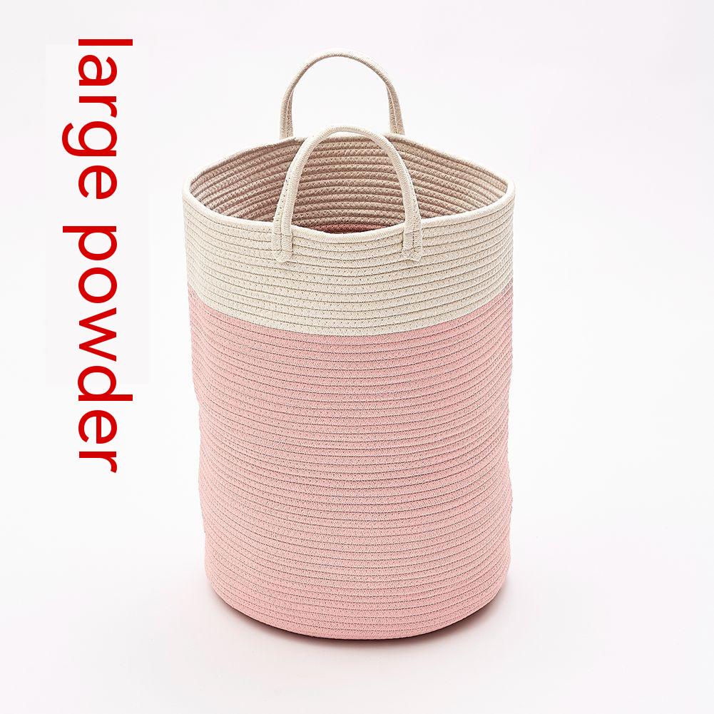 Cotton Braided Storage Basket with Fuzzy Ball Hanging Drop - Multi-Color Home Organizer
