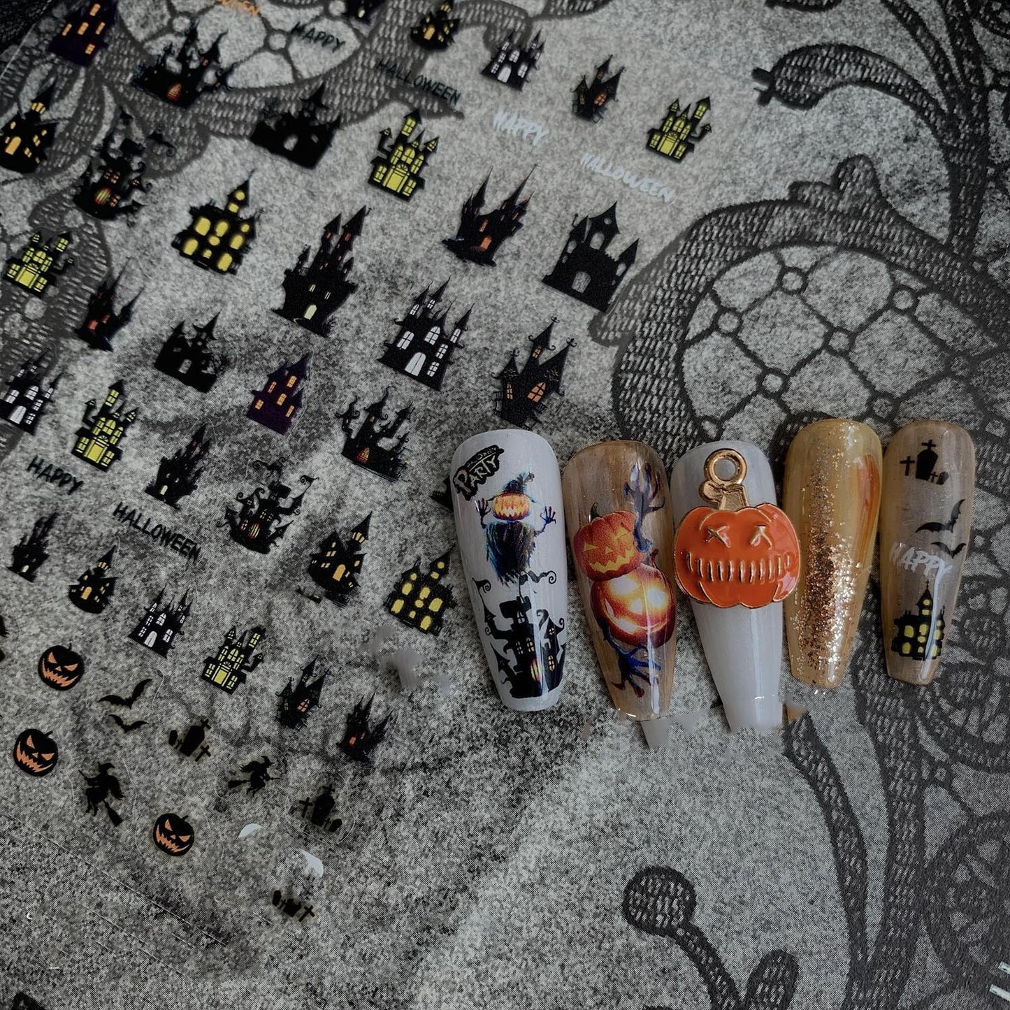 Nail Stickers Set Japanese Style Cartoon Pumpkin Nail Art Decals for All Variants