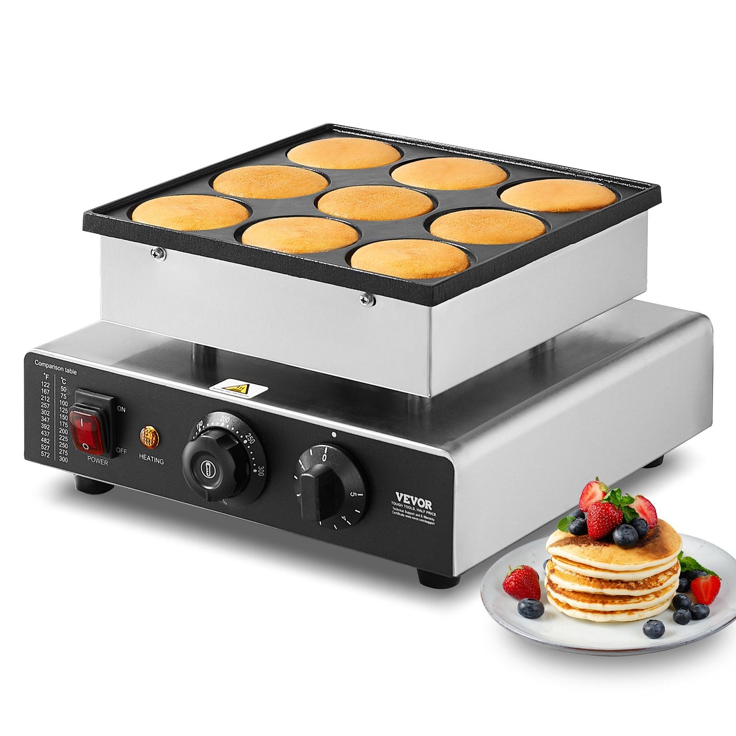 Commercial Dutch Pancake Maker 76mm Non-Stick 850W Waffle Baker Natural Color