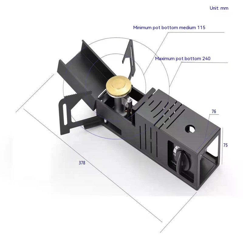 Portable Folding Gas Stove for Camping Outdoor Cooking Black
