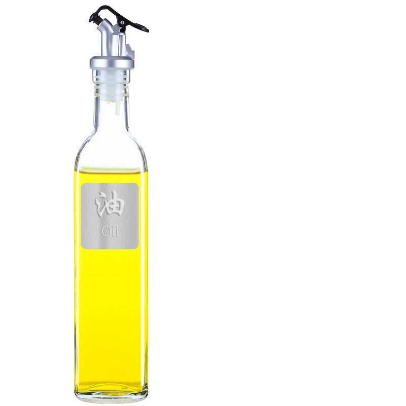Glass Seasoning Bottle with Label and Plastic Nozzle - 500ml Kitchen Storage