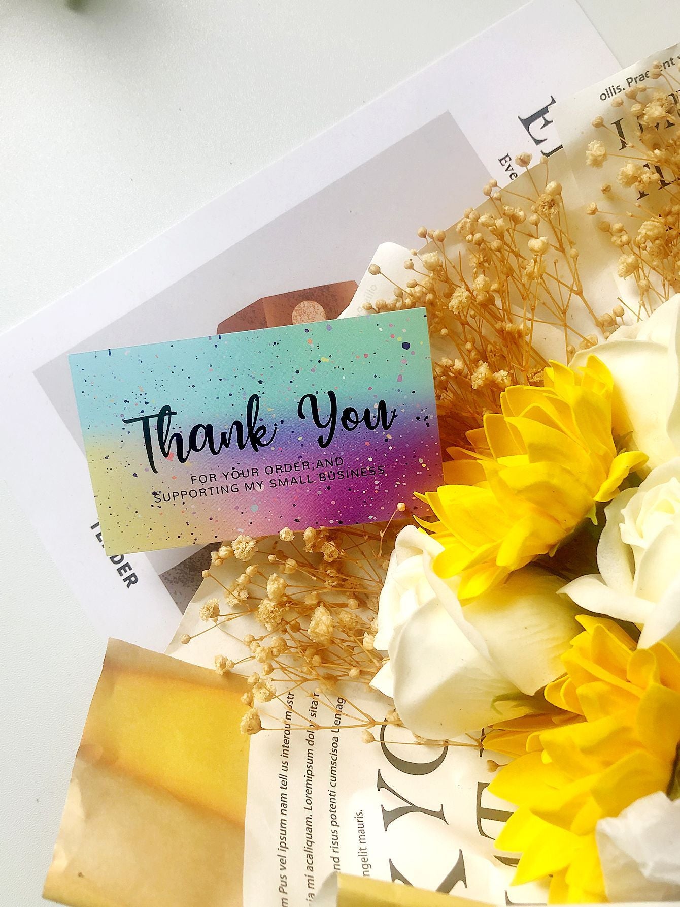 Thank You Greeting Cards Set for Weddings Parties & Holidays - 50 Pack