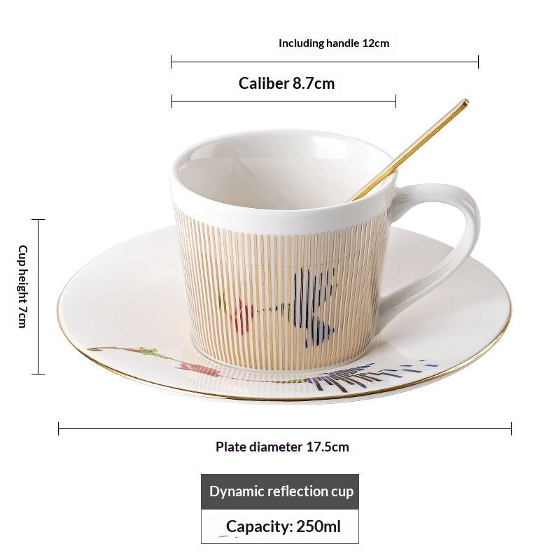 Dynamic Reflection Ceramic Coffee Cup - Elegant 240ml Home & Barware