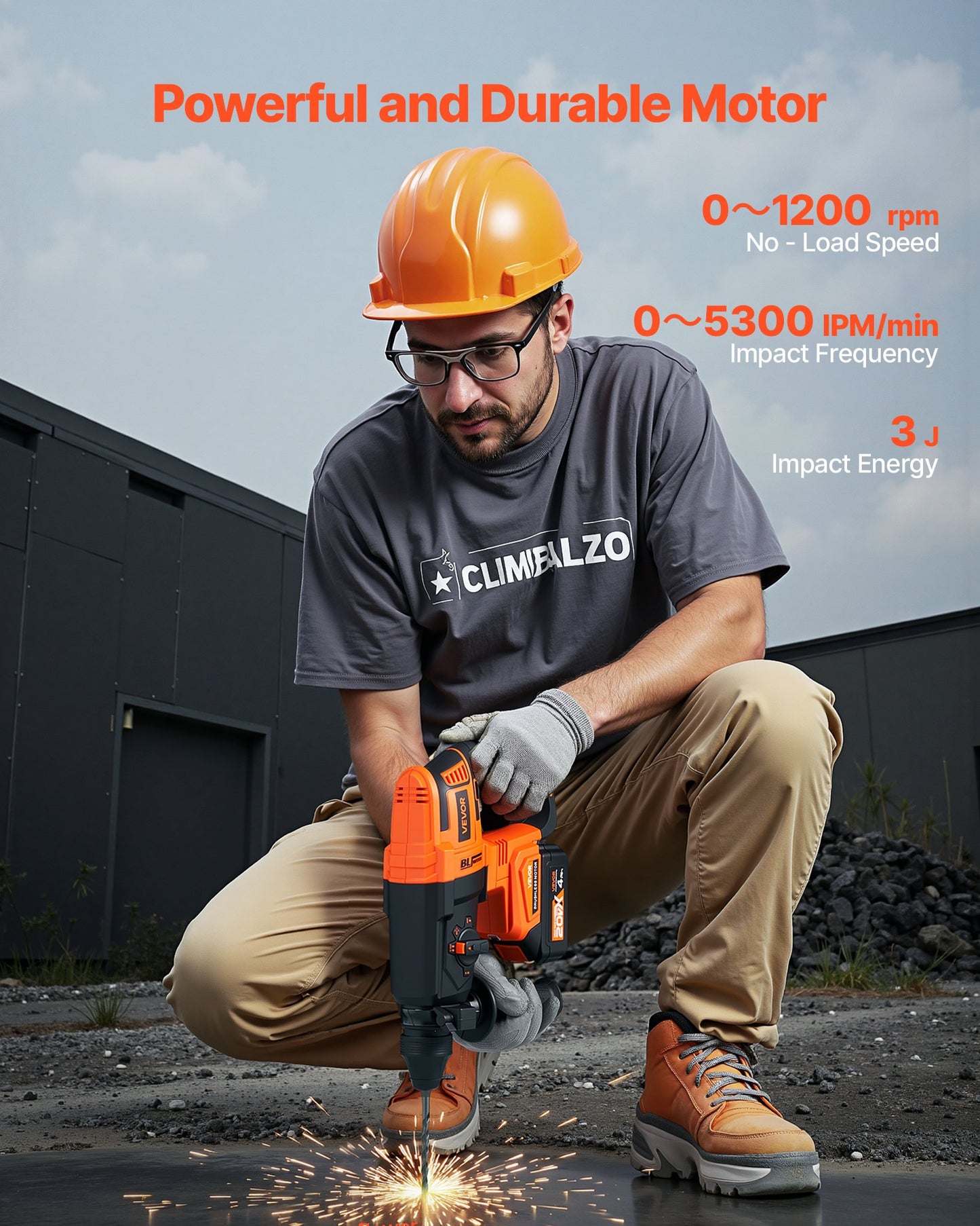 20V Cordless Rotary Hammer Drill Kit with 4 Functions and Brushless Motor