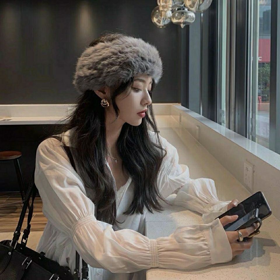 Rabbit Fur Visor Headband - Warm Winter Fashion