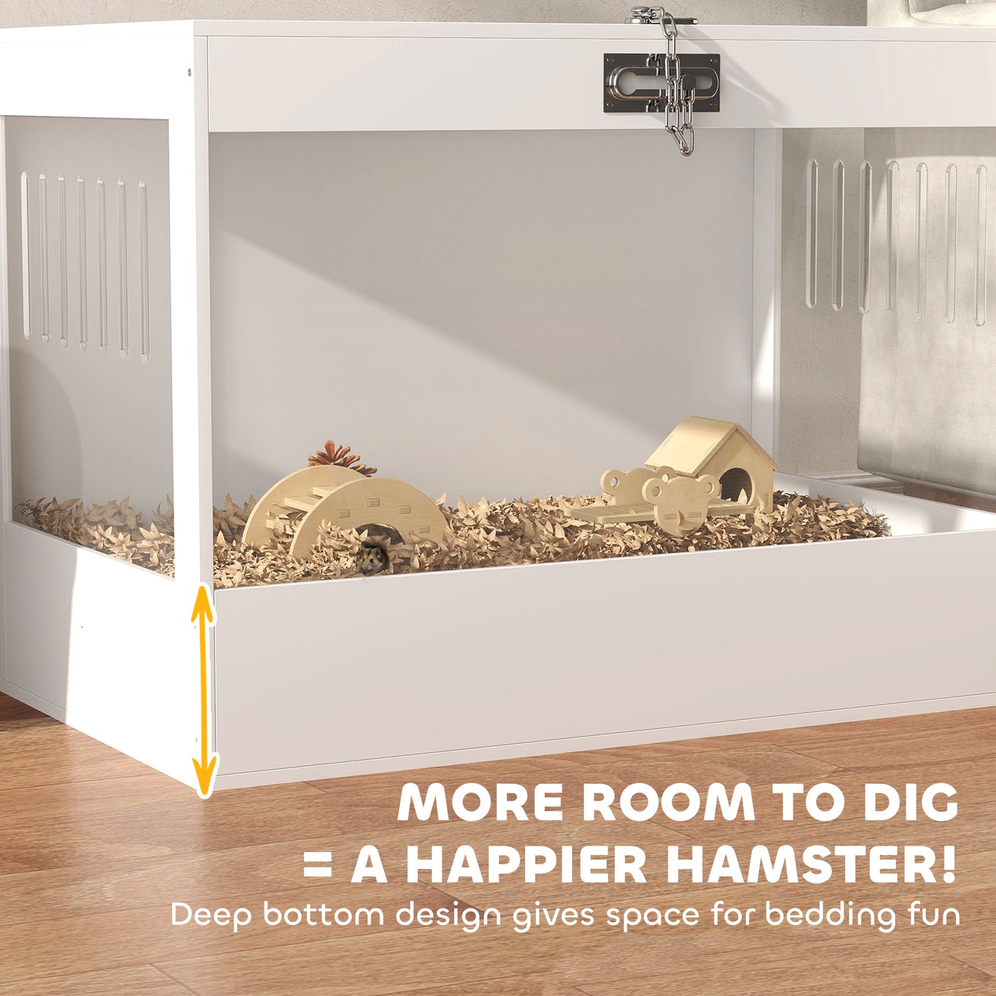 Hamster Cage with Openable Top Lock & Accessories - White Acrylic Pet Enclosure