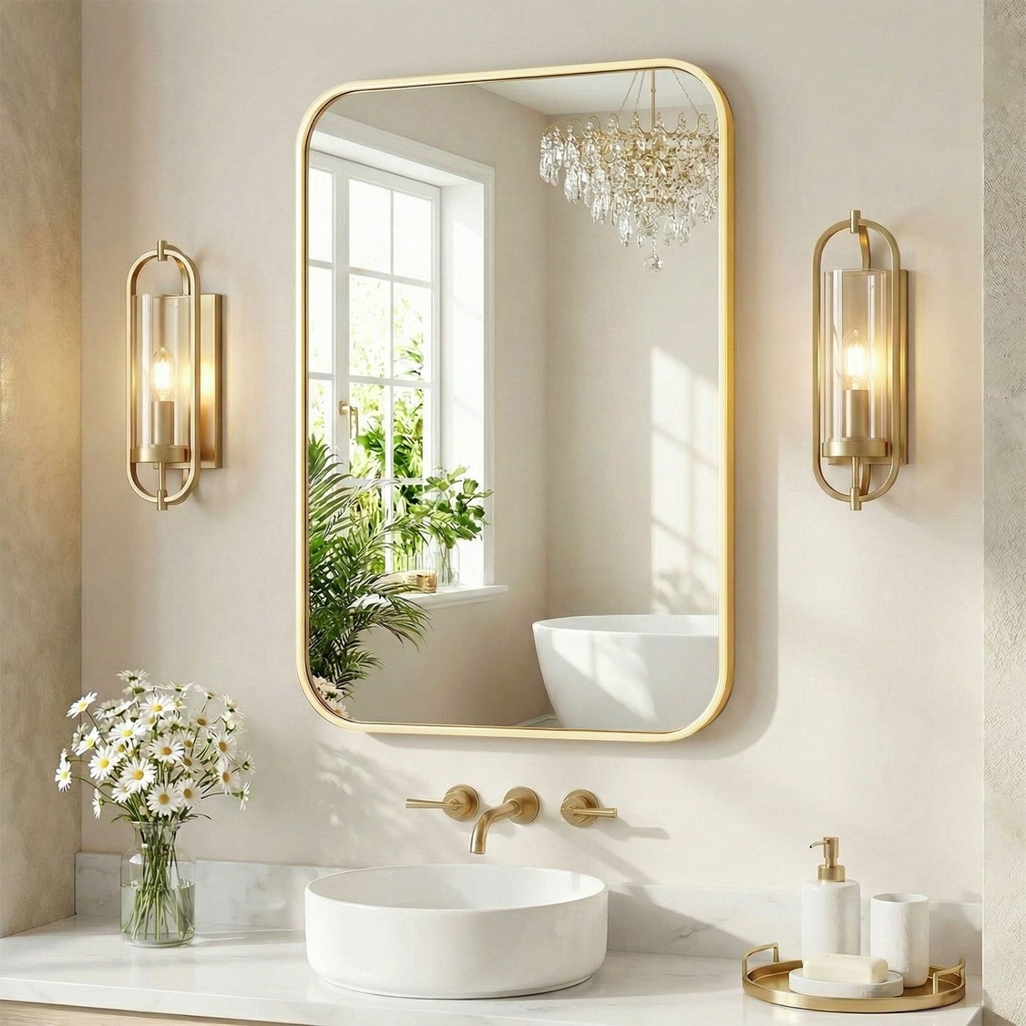 Rectangular Wall Mirror with Metal Frame - Multiple Sizes and Finishes