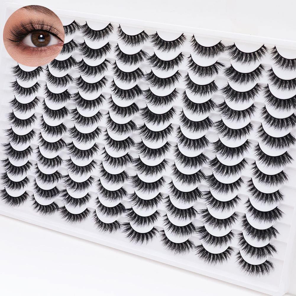 3D False Eyelashes - Multi-Layered Realistic Soft Lashes, Black