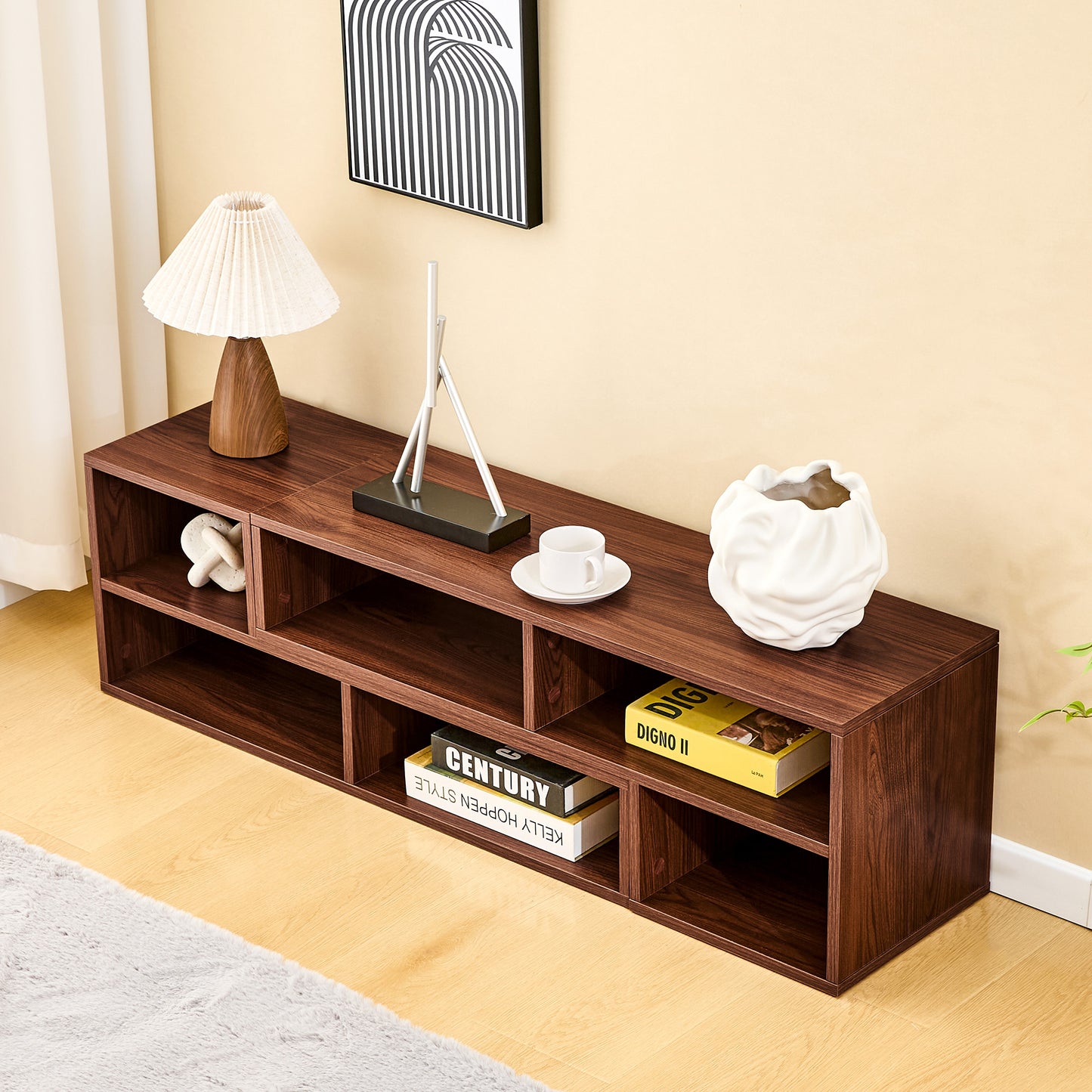 Modular Dark Walnut TV Stand - Adjustable Media Console