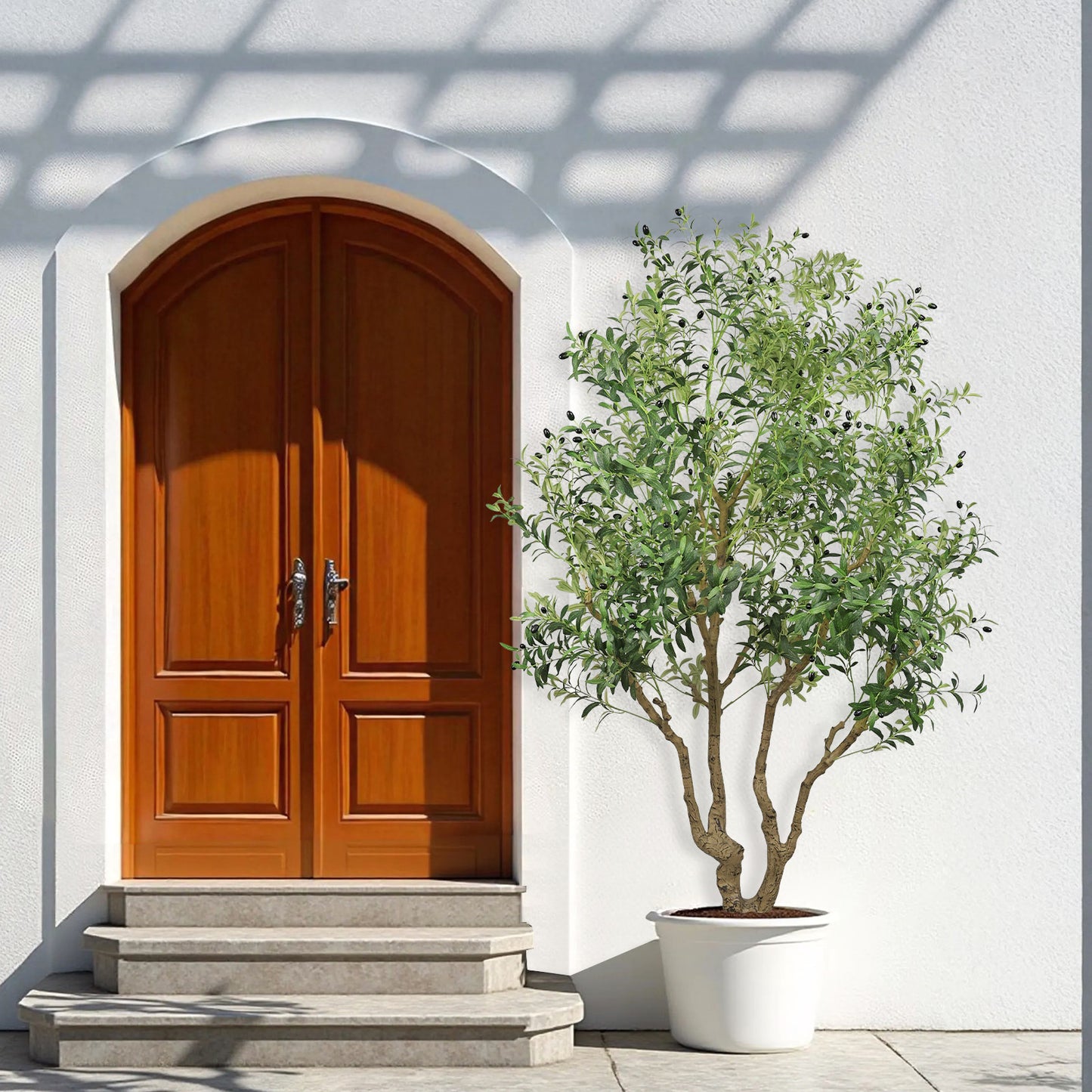 8FT Tall Artificial Olive Tree - Lifelike Faux Potted Plant