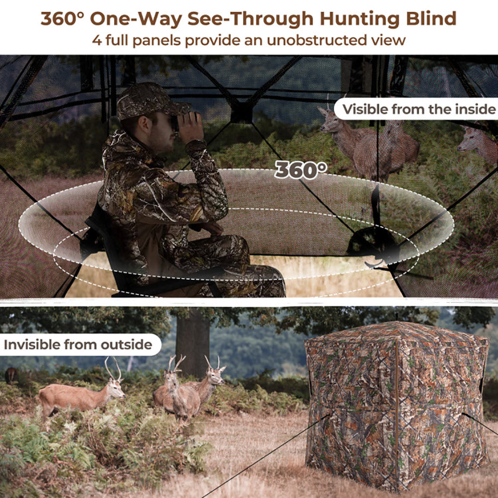 360-Degree One-Way See-Through Hunting Blind for 2-3 Persons - Camouflage