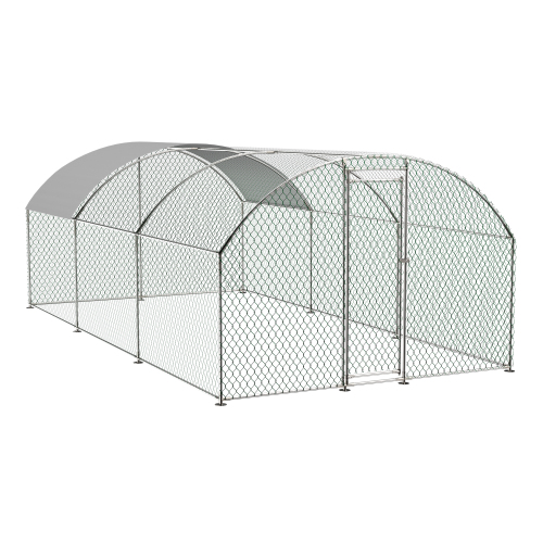 Large Metal Chicken Coop with Waterproof UV Cover Walk-In Yard Enclosure