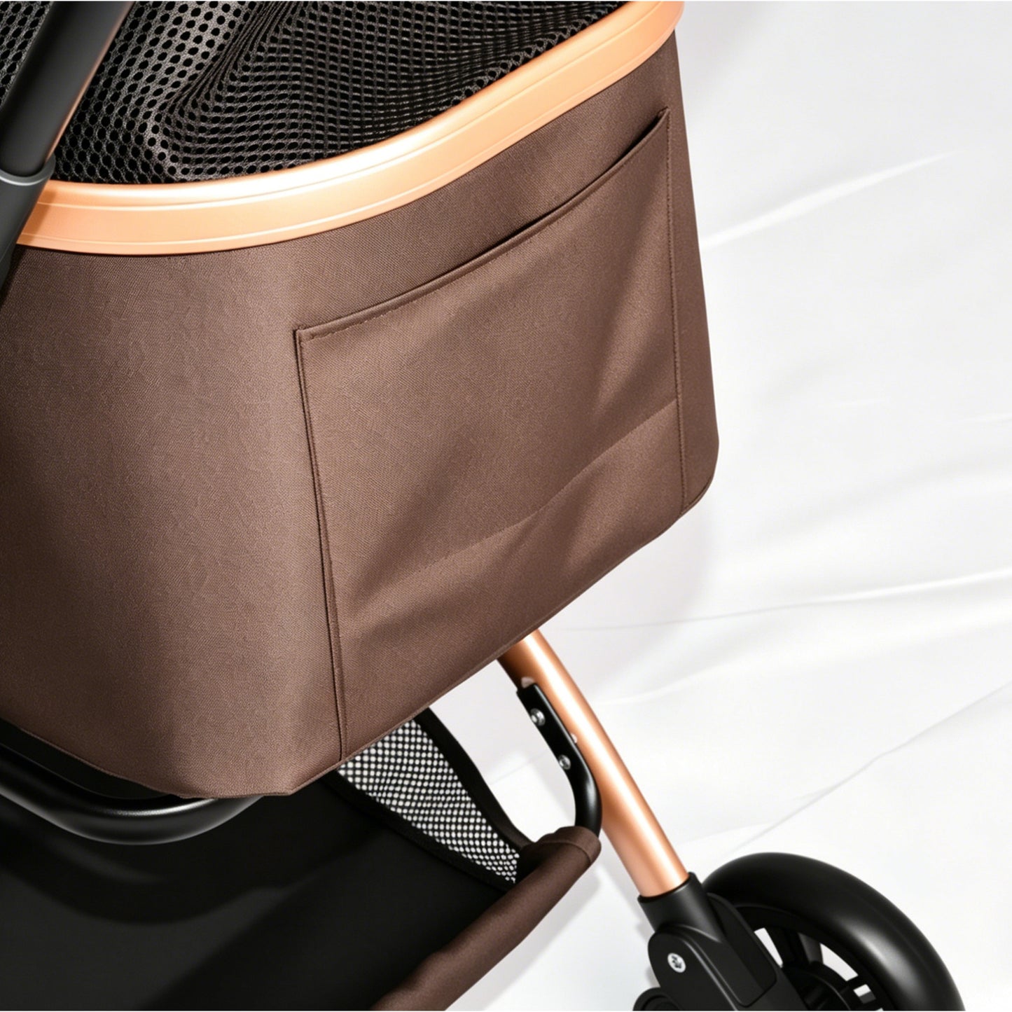Pet Stroller for Dogs Cats 2-in-1 Foldable Sun Canopy Travel Carrier Khaki