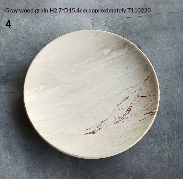 Marble Wood Grain Curved Tray for Home Storage and Decor