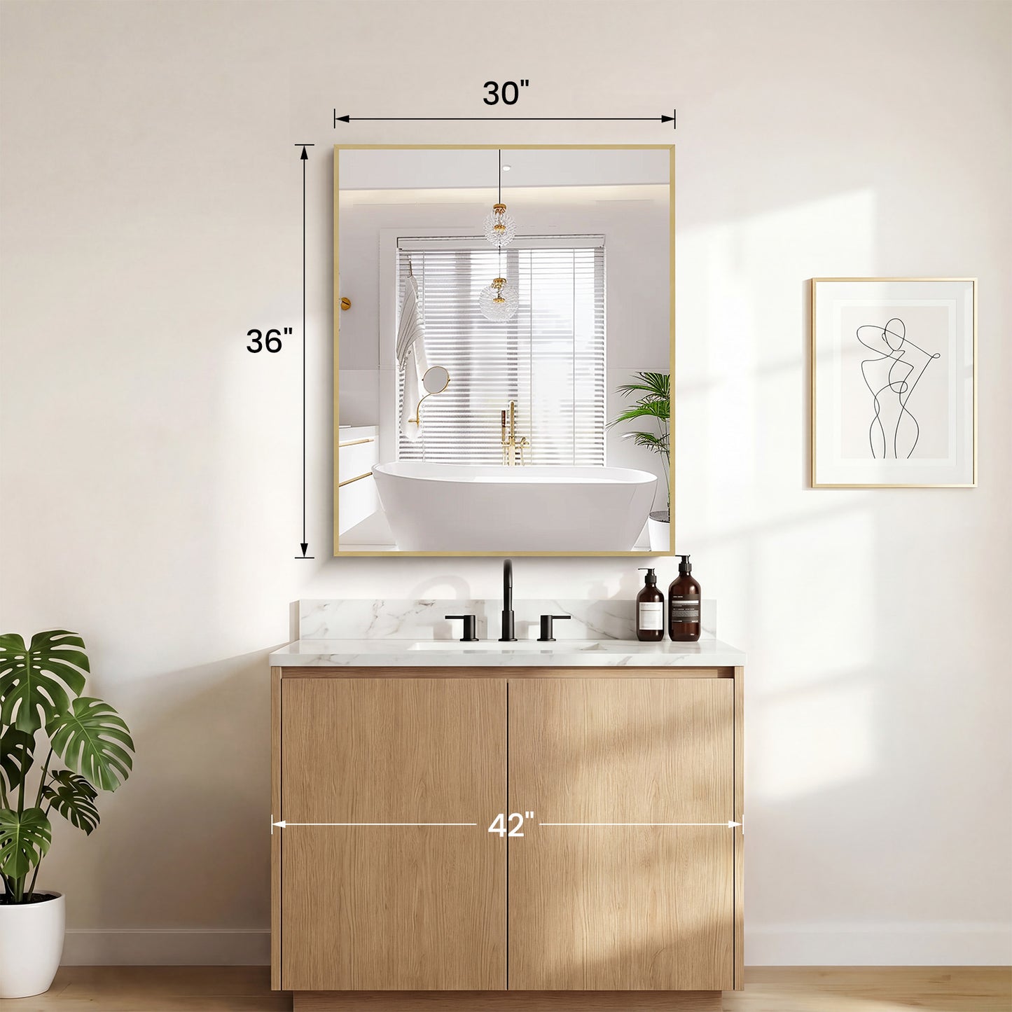 Above The Countertop, There Is A Rectangular Wall-mounted Bathroom