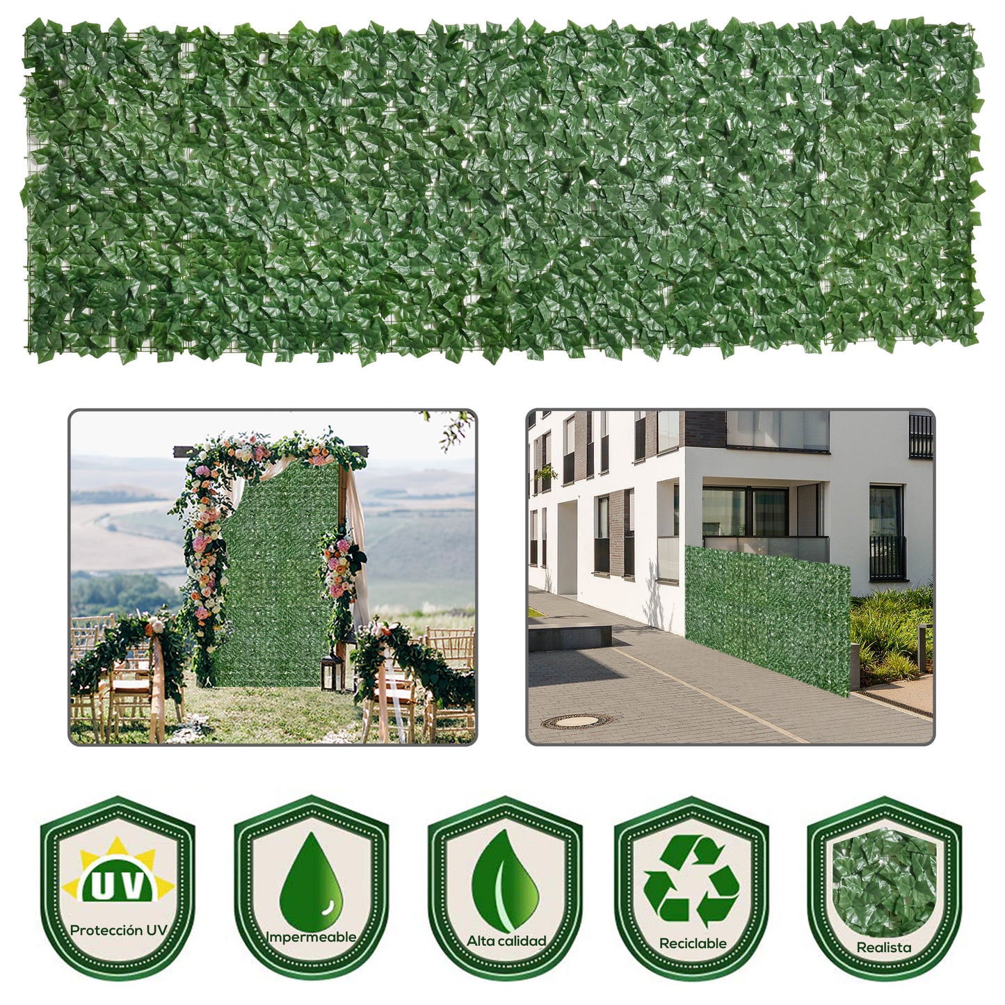 Artificial Grass Wall Panels - 118" x 39" Dark Green Decor