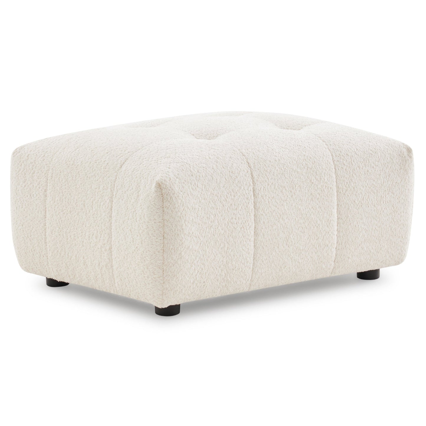 Kaynes Chic Tufted Ivory Boucle Ottoman