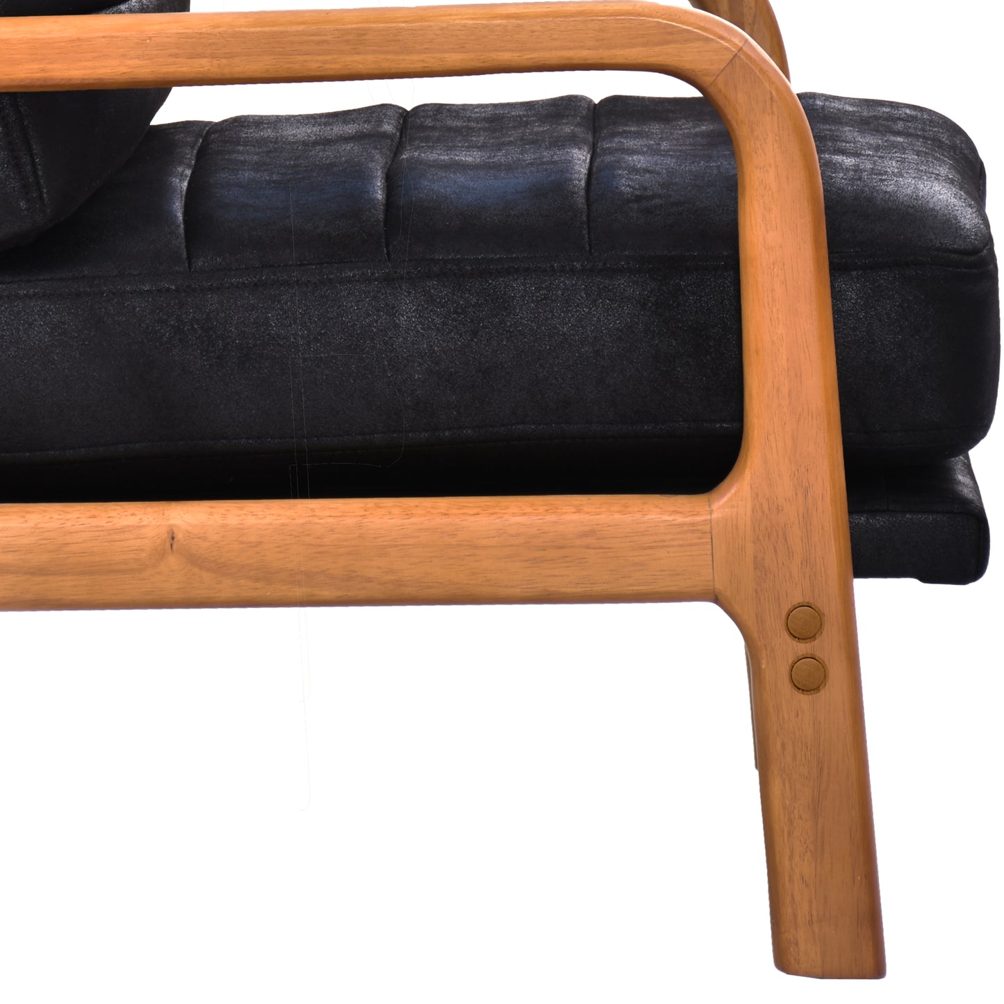 Mid-Century Modern Black Foil Fabric Wood Armchair