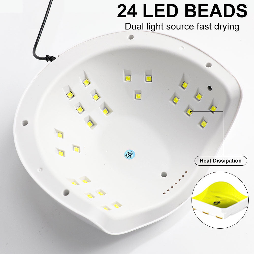Professional UV LED Nail Lamp for Gel Polish - 24 LED Beads, 3 Timers (S5)