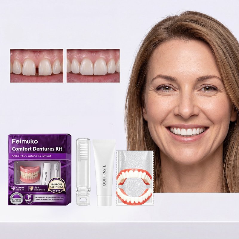 Dental Prosthesis Restoration Set with Gel Adhesive & Care Kit