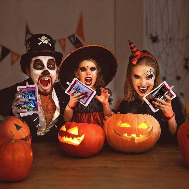 21-Pack Reusable Halloween Blood Drink Bags with Funnels