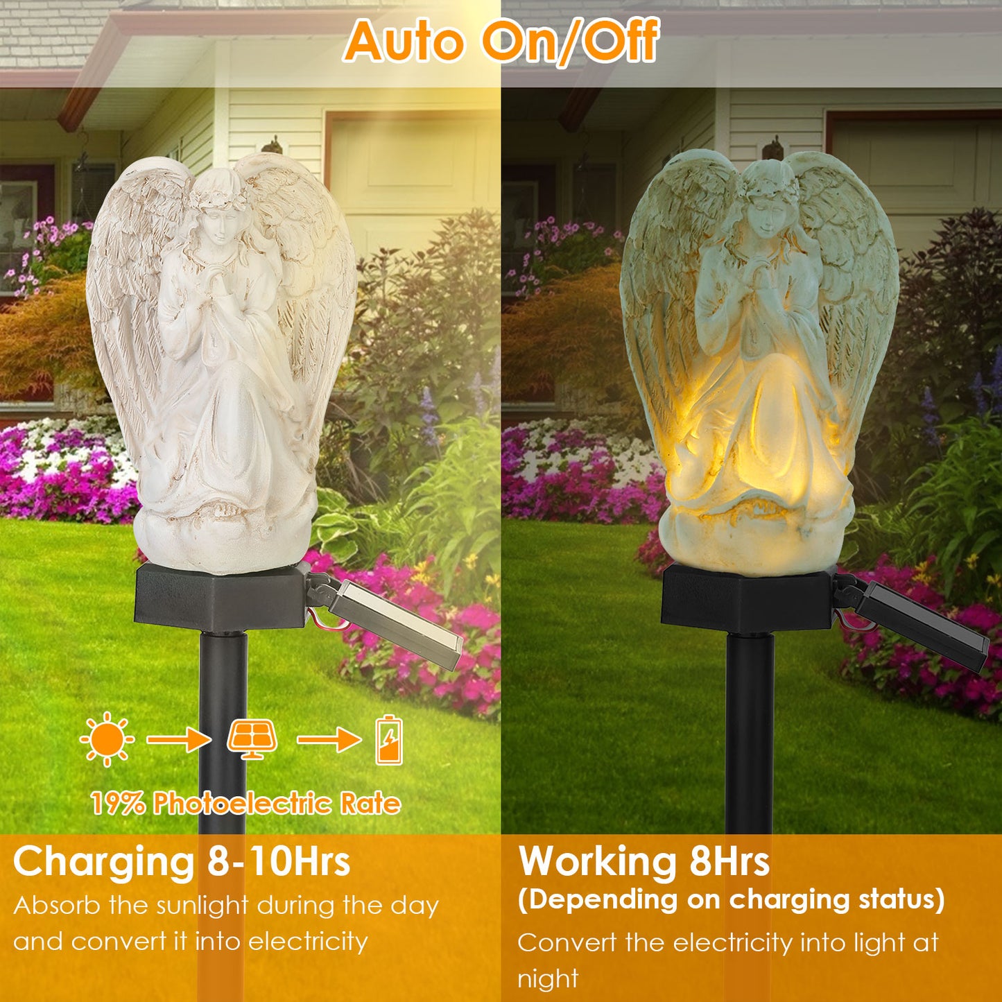 Solar Praying Angel Garden Light - IP65 Waterproof LED Lamp
