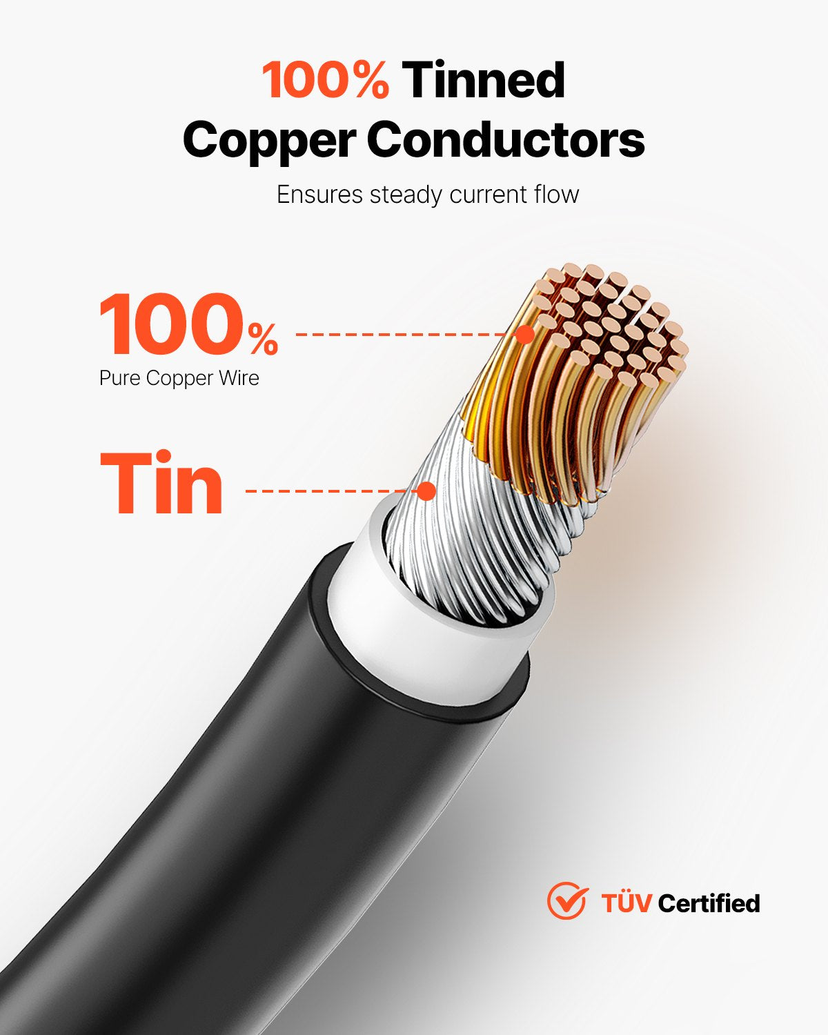 100FT Solar Panel Extension Cable 10AWG Waterproof Black